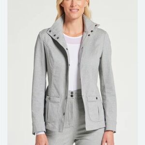 Anatomie Jane Textured Denim Jacket Gray Women’s Size S Travel Snap Front